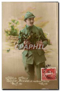 Postcard Old Man Fancy Happy New Year (military militaria)