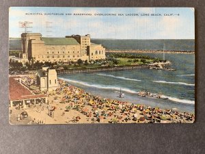 Municipal Auditorium & Bandstand Long Beach CA Litho Postcard H1160082304