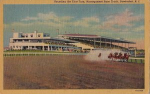 Postcard Rounding First Turn Narragansett Horse Race Track Pawtucket RI