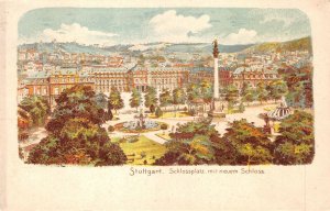 Lot165 germany stuttgart schlossplatz mit neuem schloss painting litho