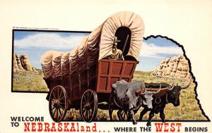Nebraska Centennial 1967 Postcard Conestoga Wagon Welcome to Nebraskaland
