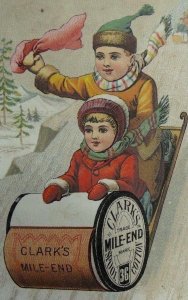 Clark's Mile-End Spool Cotton Sewing, Children Big Spool-Sled Snow Winter Y2