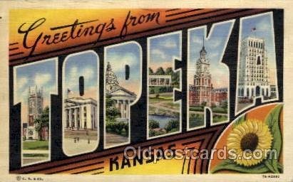 Topeka, Kansas Large Letter Town 1944 postal used 1944