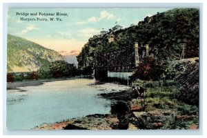 c1910's Bridge And Potomac River Harpers Ferry West Virginia WV Antique Postcard 