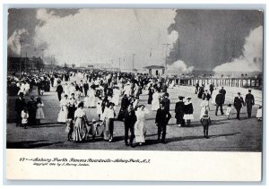 c1905 Asbury Park's Famous Boardwalk Kids Tourist Crowded New Jersey NJ Postcard