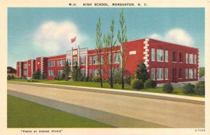 MORGANTON, NC North Carolina  HIGH SCHOOL  Burke County  c1940's Linen Postcard