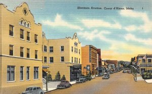 COEUR D'ALENE ID Idaho SHERMAN AVENUE Street Scene~Wilma Theatre c1940s Postcard