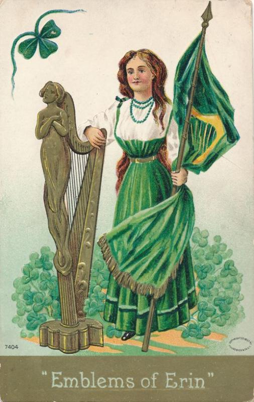 St Patricks Day Greetings - Emblems of Erin - pm 1912 - DB