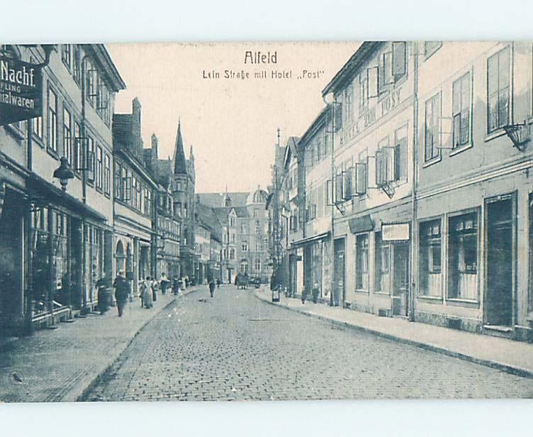 c1910 SHOPS ALONG THE STREET Alfeld - Lower Saxony Germany F6698