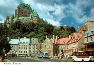 CONTINENTAL SIZE POSTCARD CHATEAU FRONTENAC AT QUEBEC CANADA VIEW FROM LOWER