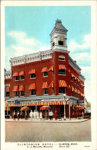 Linen Postcard Clintonian Hotel in Clinton, Michigan