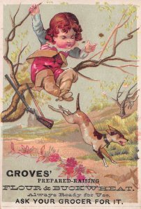 Groves Prepared-Raising Flour & Buckwheat Early Trade Card, Size: 102 mm x 70 mm