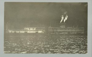 Lansing IOWA RP c1910 STEAMBOAT U.S. ELLEN? Mississippi River HYDRAULIC DREDGE