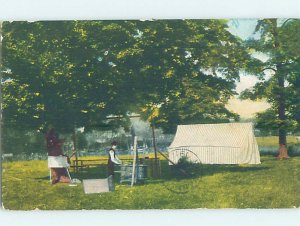 Divided-back CAMPING ON THE ROCK RIVER Rockford Illinois IL AE3404