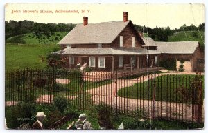 John Brown House Statue On Ground Adirondack Mountains New York NY Postcard