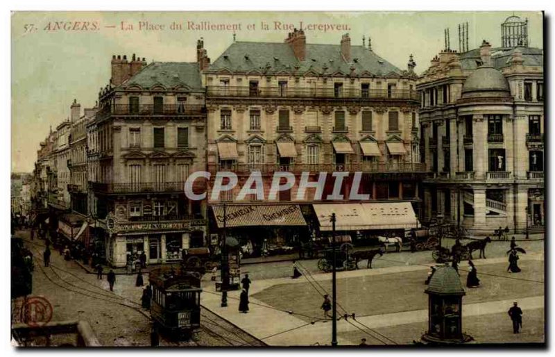 Old Postcard Angers Square rally and street Lenepveu