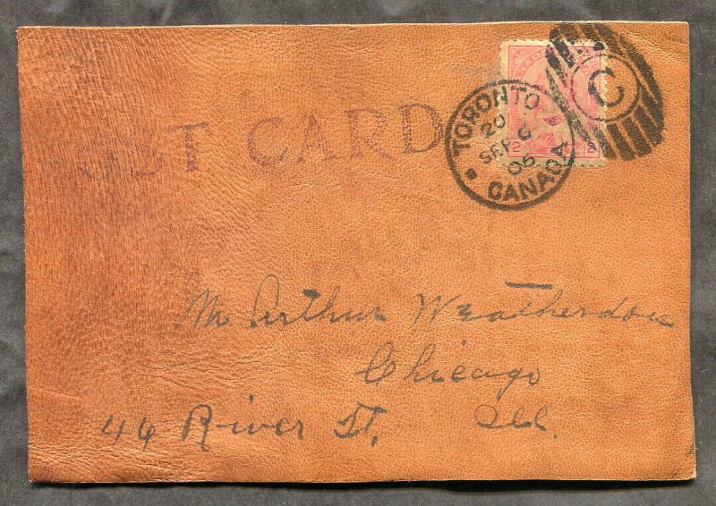 2491 - Canada Toronto LEATHER Postcard 1906 Love & Romance. Rebus Puzzle