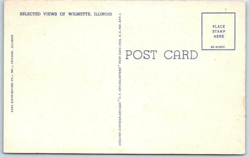 Large Letter Linen WILMETTE, ILLINOIS IL  c1940s Cook County - Curteich Postcard