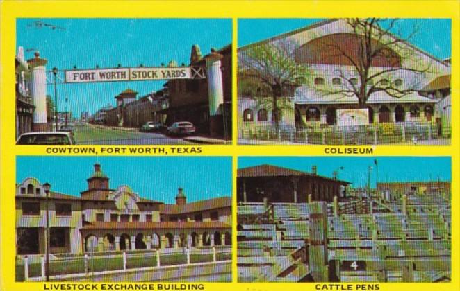 Texas Fort Worth Stock Yards Coliseum Livestock Exchange Building & Cattl...