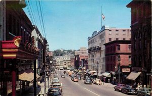 Postcard 1950s Maine Bangor Main Street autos Perry, Dexter ME24-3311