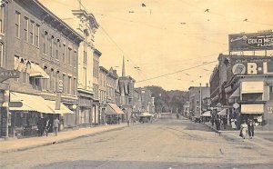 Waterville ME Street View Gold Medal Flour Sign Trolley Tracks RPPC