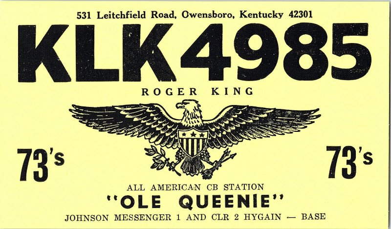 QSL Radio Card From Owensboro Kentucky KLK4985