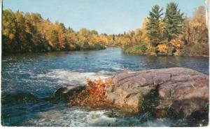 Rugged Rocks and a Rapid River amid Autumn Colorama Postcard