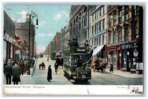 Glasgow Scotland Postcard Sauchiehall Street Trolley Car 1905 Antique Posted