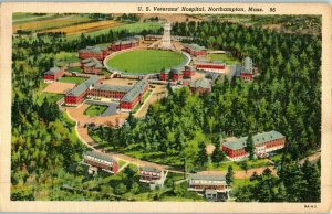 Aerial View Postcard US Veterans Hospital Northampton Mass Postmarked 1941