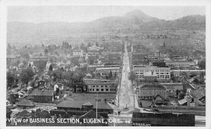 J73/ Eugene Oregon Postcard c1940s Business Section Homes Stores 383