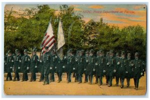 1911 Police Department On Parade Flag Scene Chicago Illinois IL Posted Postcard