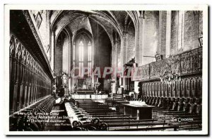 Old Postcard The Abbey Church God chair stalls and tapestries from the choir