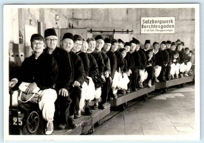 RPPC  SALZBERGWERK BERCHTESGADEN, Germany ~ Tourist Mine Train  4x6 Postcard