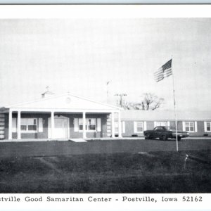 c1950s Postville, IA Good Samaritan Center Nursing Home Cars Flag Postcard A133