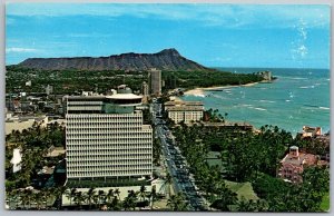 Honolulu Hawaii 1960s Postcard Top Of Waikiki Business Plaza Beach Ocean