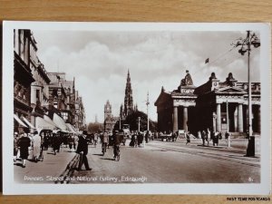 c1930's RPPC - Princes Street and National Gallery - Edinburgh