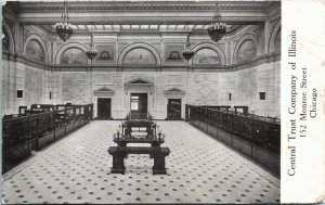 Postcard IL Chicago Central Trust Company of Illinois Bank Interior 1908 K64