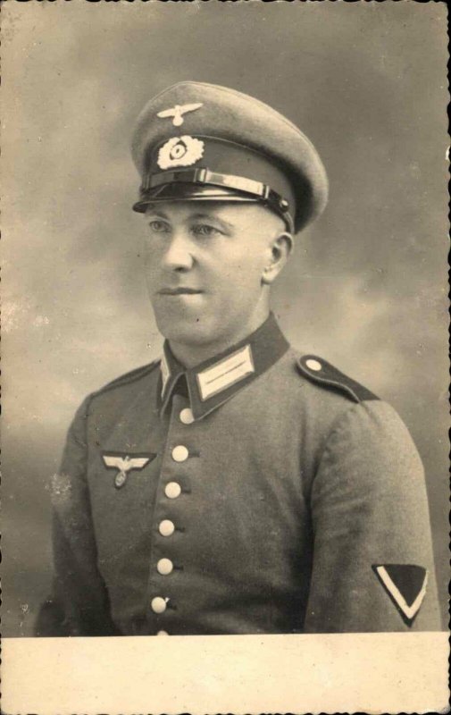 WWII German Officer Uniform Hat Patches 1930s-40s Real Photo Postcard