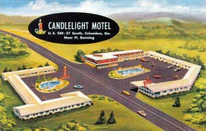 COLUMBUS, Georgia GA   CANDLELIGHT MOTEL & RESTAURANT  Roadside  1961 Postcard