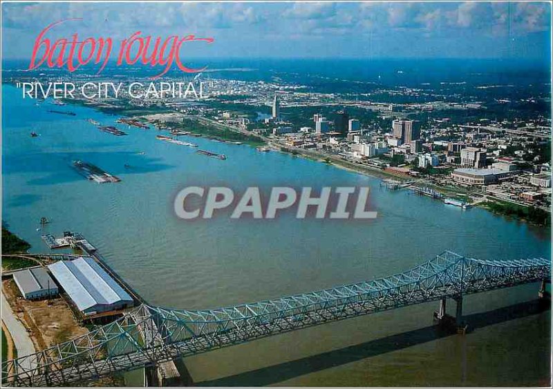 Postcard Modern Baton Rouge and the Mississippi River Bridge in 1699 Bienvill...