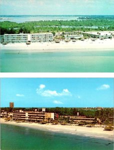 2~Postcards Sarasota, FL Florida SHERATON SANDCASTLE MOTOR INN Lido Beach Hotel
