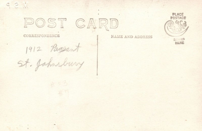 Portrait of Men and Women MSP Pageant 1912 St. Johnsbury RPPC Vintage Postcard