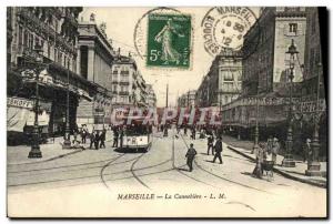 Old Postcard Marseille Tramway The cannebiere