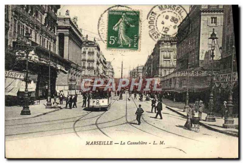 Old Postcard Marseille Tramway The cannebiere