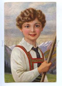 187375 Portrait of ALPINE Boy Vintage Colorful Postcard