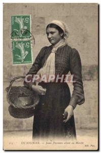 Old Postcard Folklore Young Farmers In Sologne peasant going to market