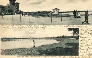 Postcard Antique View of City Park Pavilion & Band Stand, Denver, CO.   aa6