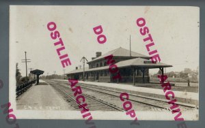 Denison IOWA RPPC c1910 DEPOT TRAIN STATION Railroad C & N.W. RR nr Carroll IA