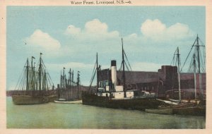 Vintage Postcard Boating Water Front Liverpool Harbor N.S. Nova Scotia Canada