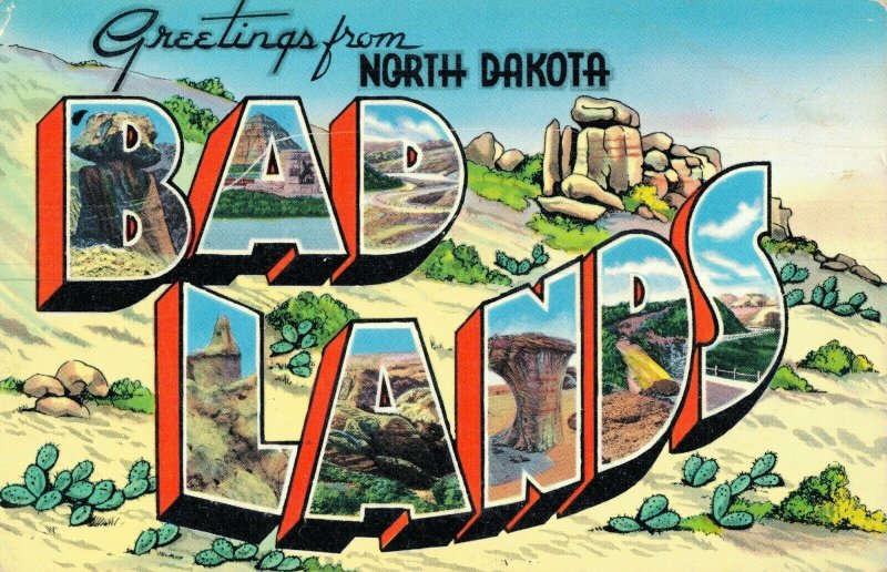 USA Greetings From South Dakota Badlands Chrome Postcard 08.19